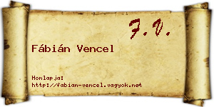 Fábián Vencel névjegykártya